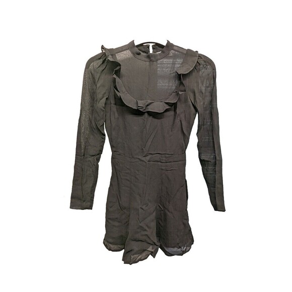 Reformation Dresses & Skirts - Reformation Sheer Ruffle Detail Pockets‎ LBD Long Sleeve Black Mini Dress Size 0